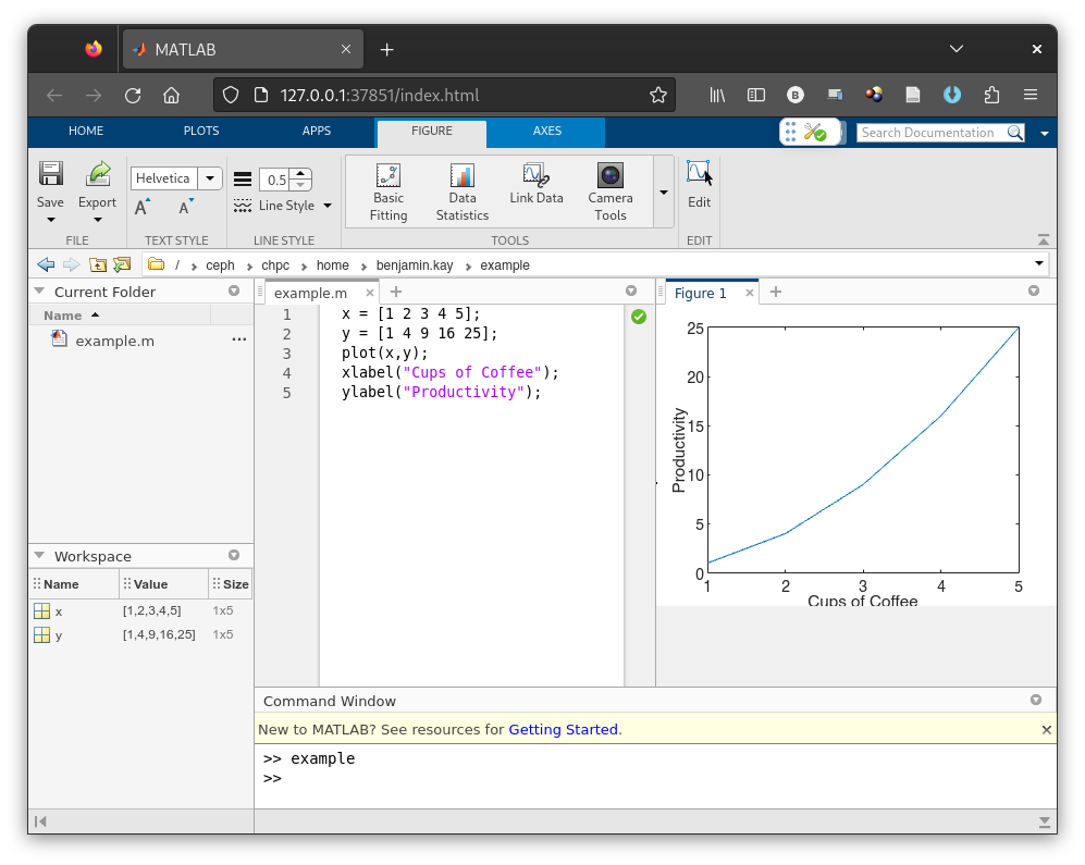 Screenshot of a Matlab